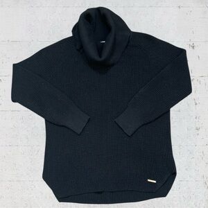 Michael Michael Kors Black Waffle Knit Cowl Neck Sweater Size M Cozy Casual